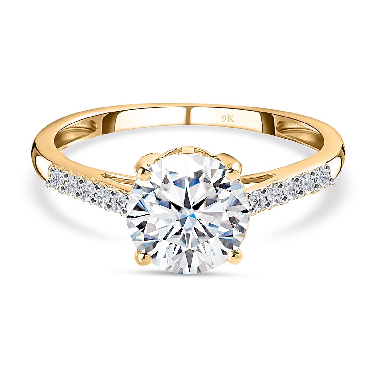 9K Yellow Gold Moissanite Classic Solitaire Ring 1.58 Ct 8846738 0