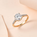 9K Yellow Gold Moissanite Ring 1.60 Ct.