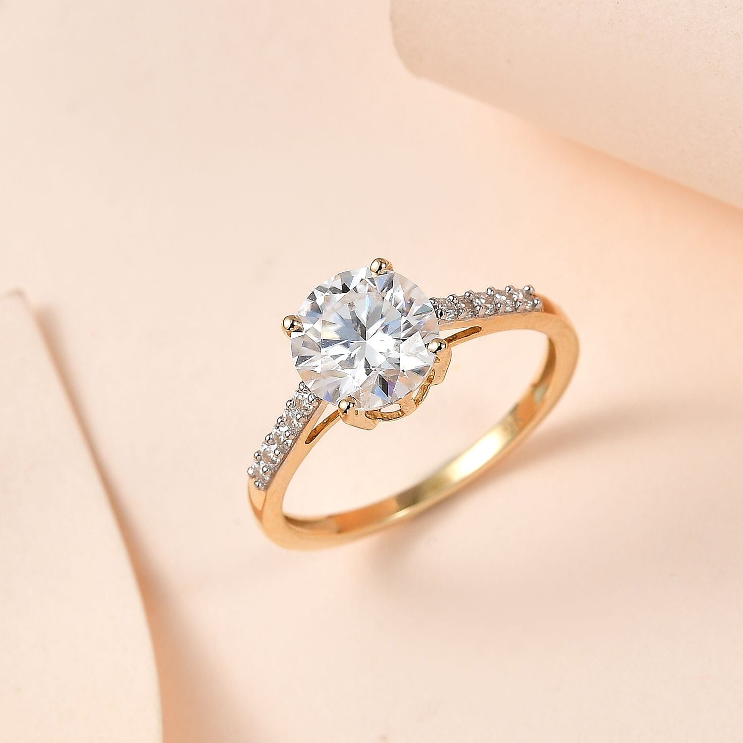9K Yellow Gold Moissanite Classic Solitaire Ring 1.58 Ct 8846738 2