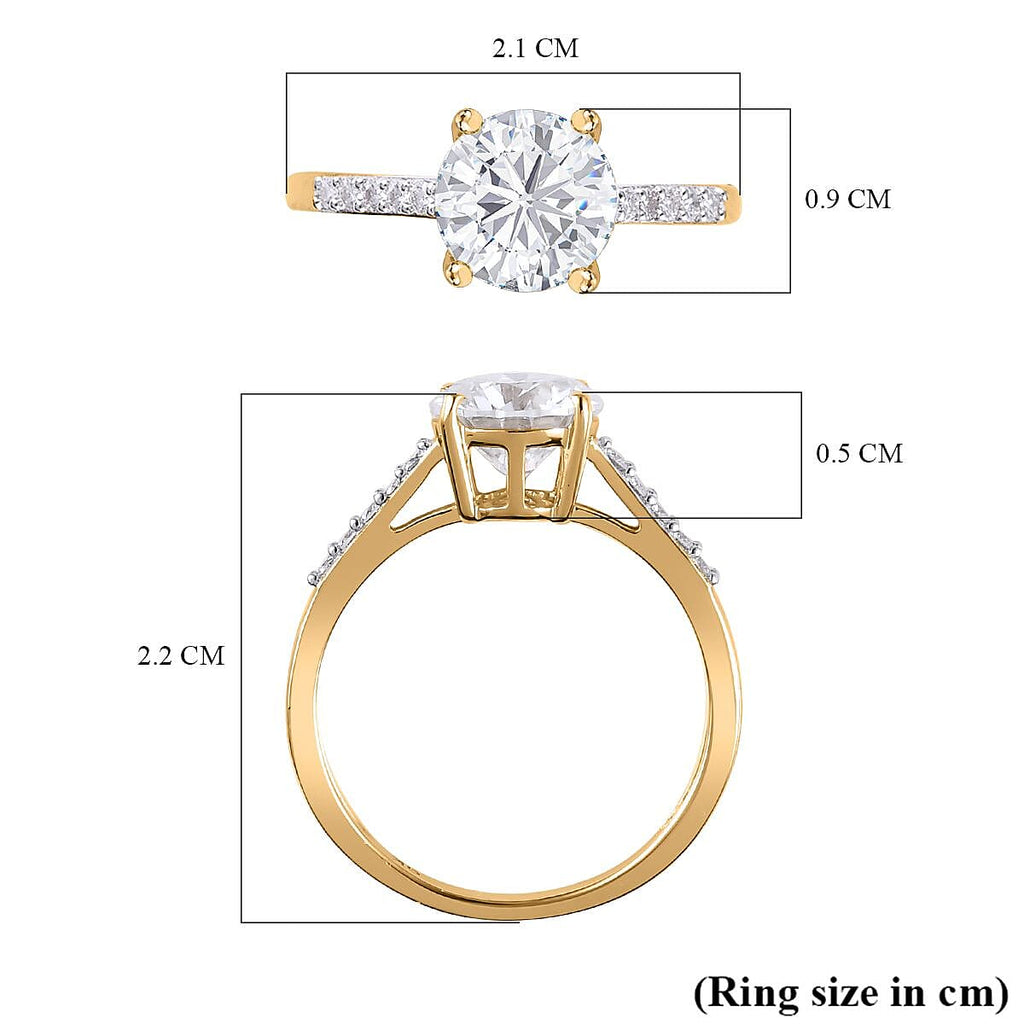 9K Yellow Gold Moissanite Ring 1.60 Ct.