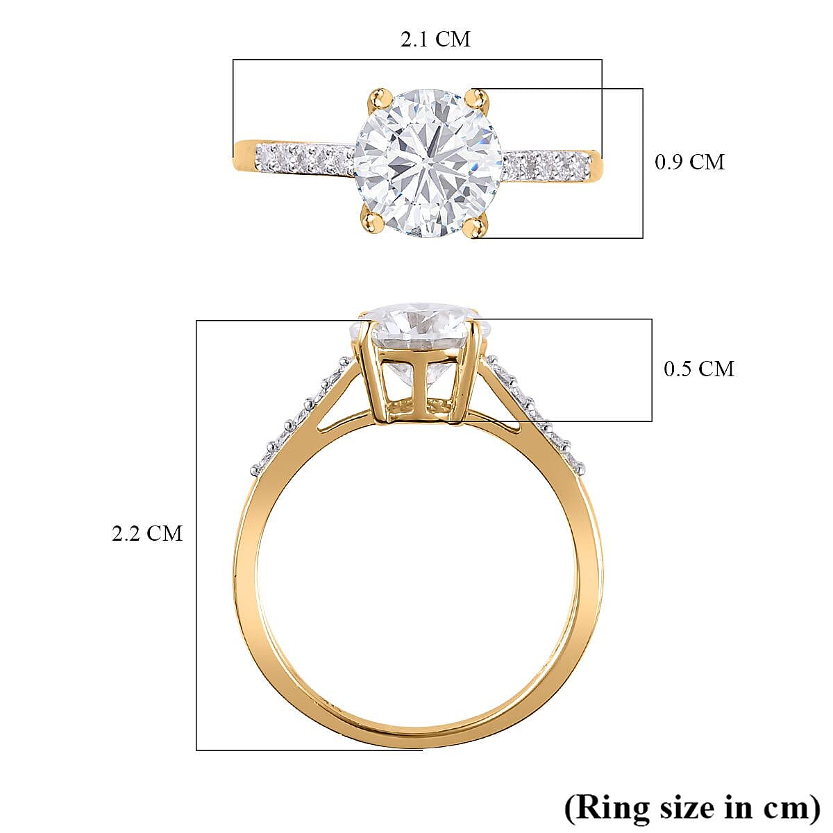 9K Yellow Gold Moissanite Classic Solitaire Ring 1.58 Ct 8846738 6