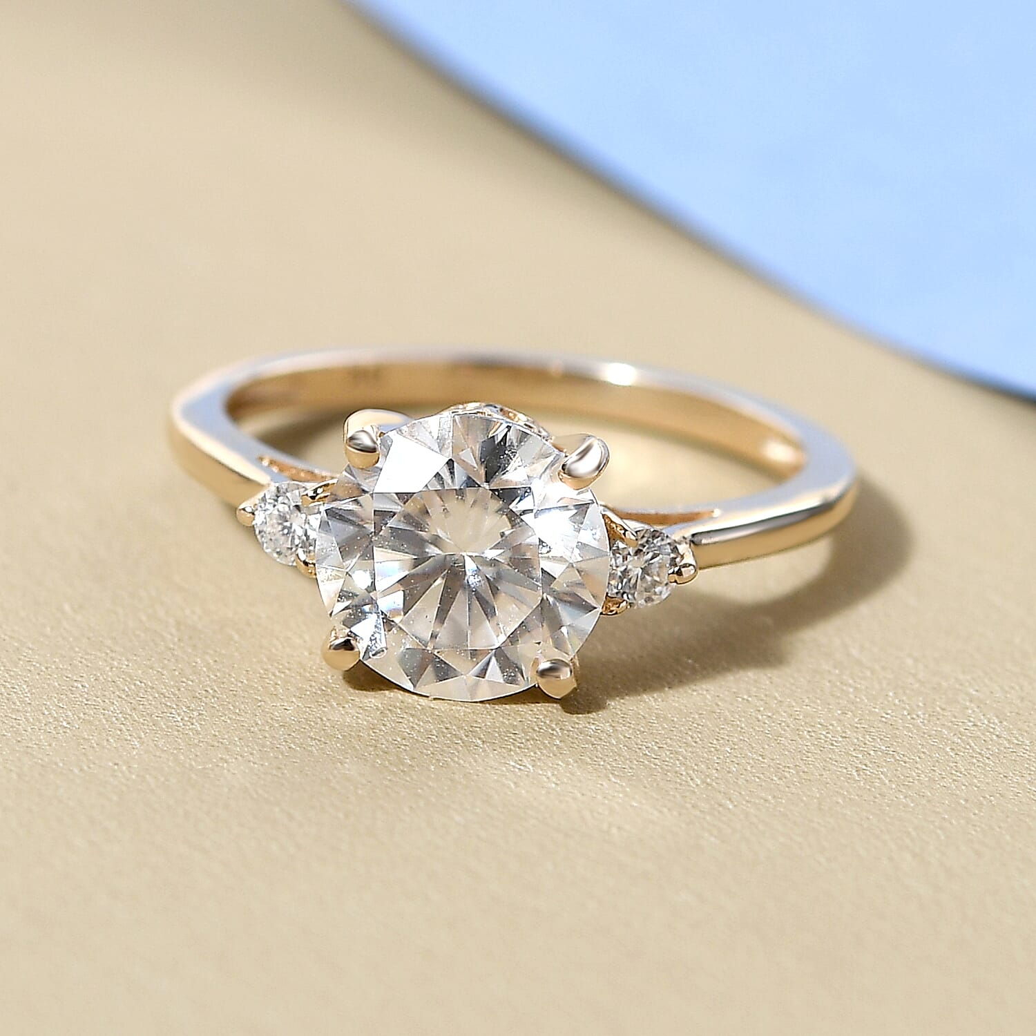 9K Yellow Gold Moissanite Classic Solitaire Ring 1.77 Ct 8858265 2