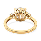 9K Yellow Gold Moissanite Trilogy Ring 1.77 Ct.