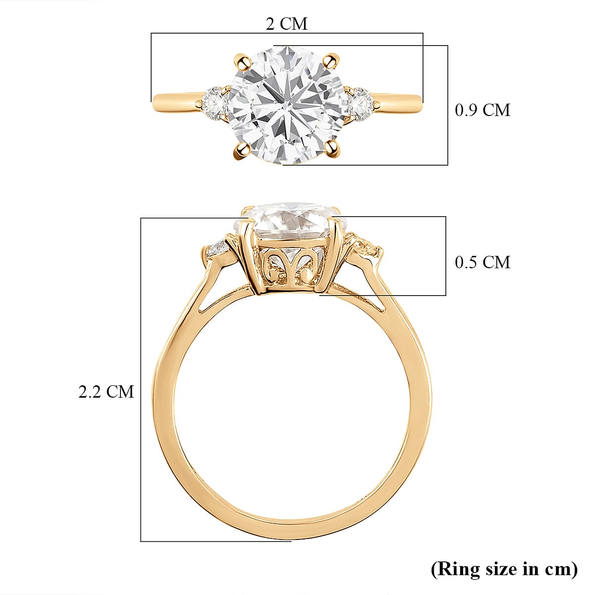 9K Yellow Gold Moissanite Classic Solitaire Ring 1.77 Ct 8858265 6