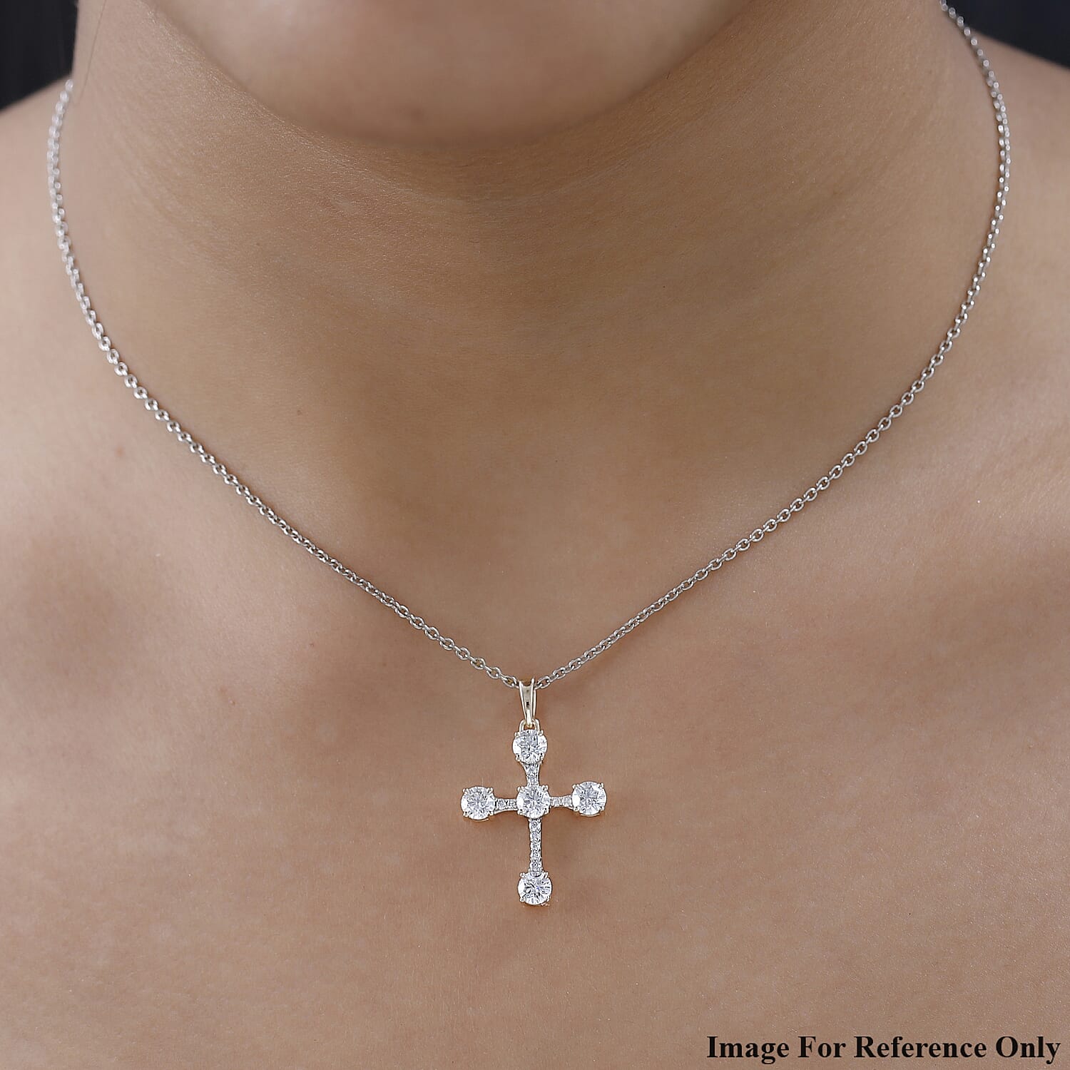 9K Yellow Gold Moissanite Cross Pendant 1.30 Ct 7623449 1