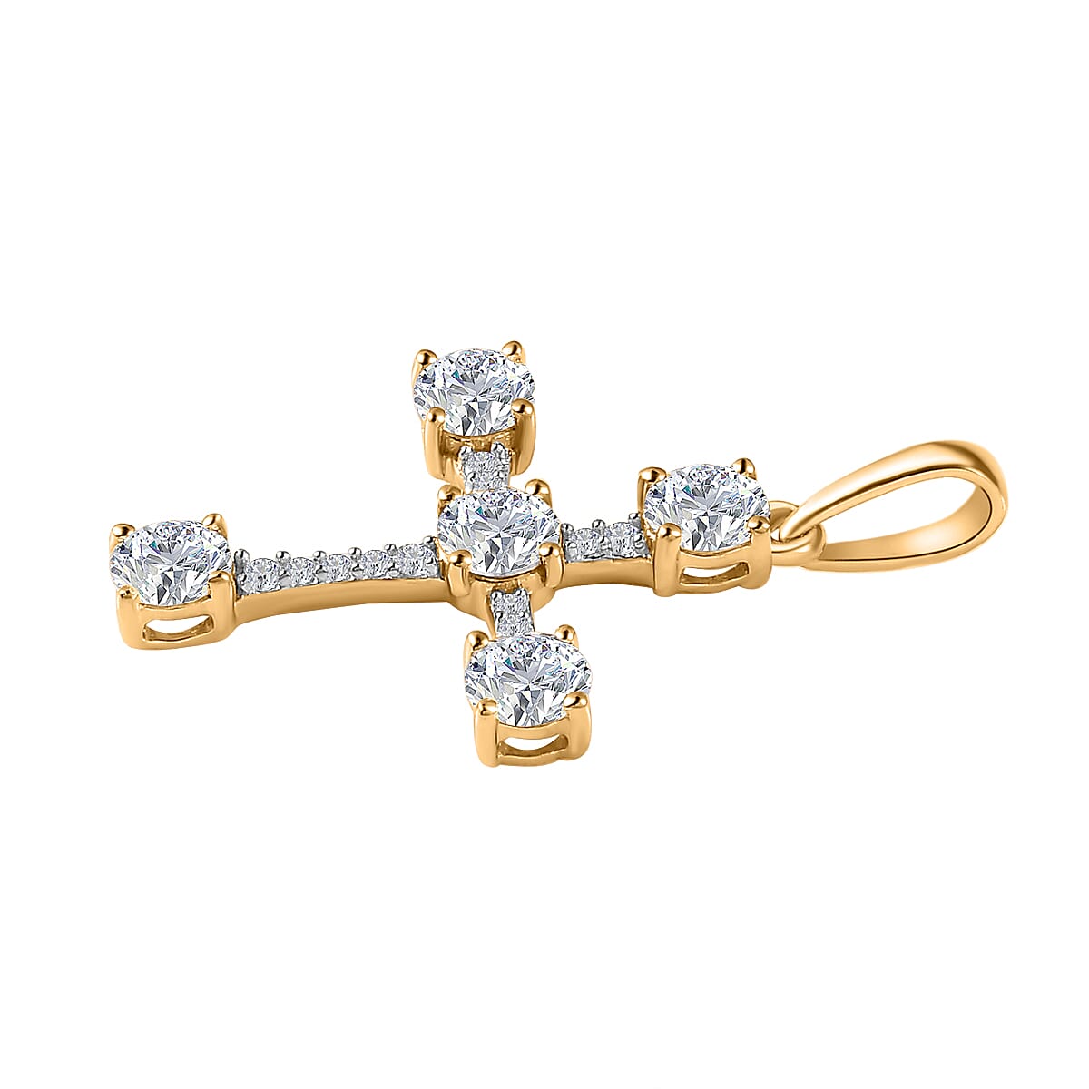 9K Yellow Gold Moissanite Cross Pendant 1.30 Ct 7623449 3