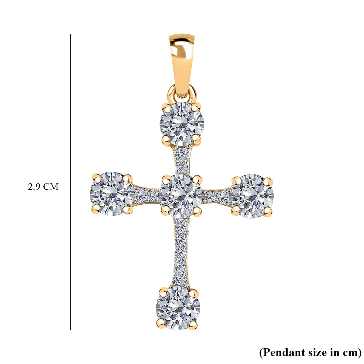 9K Yellow Gold Moissanite Cross Pendant 1.30 Ct 7623449 5