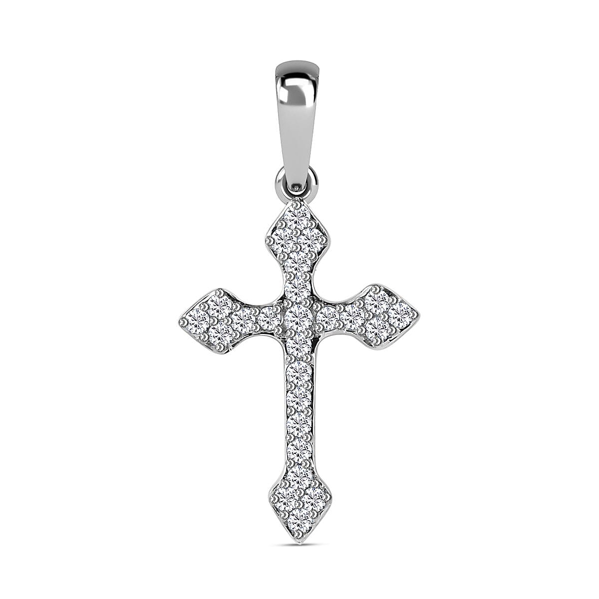 9K White Gold Moissanite Cross Pendant 7643341 0