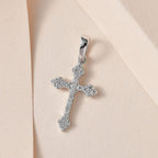 9K White Gold Moissanite Cross Pendant