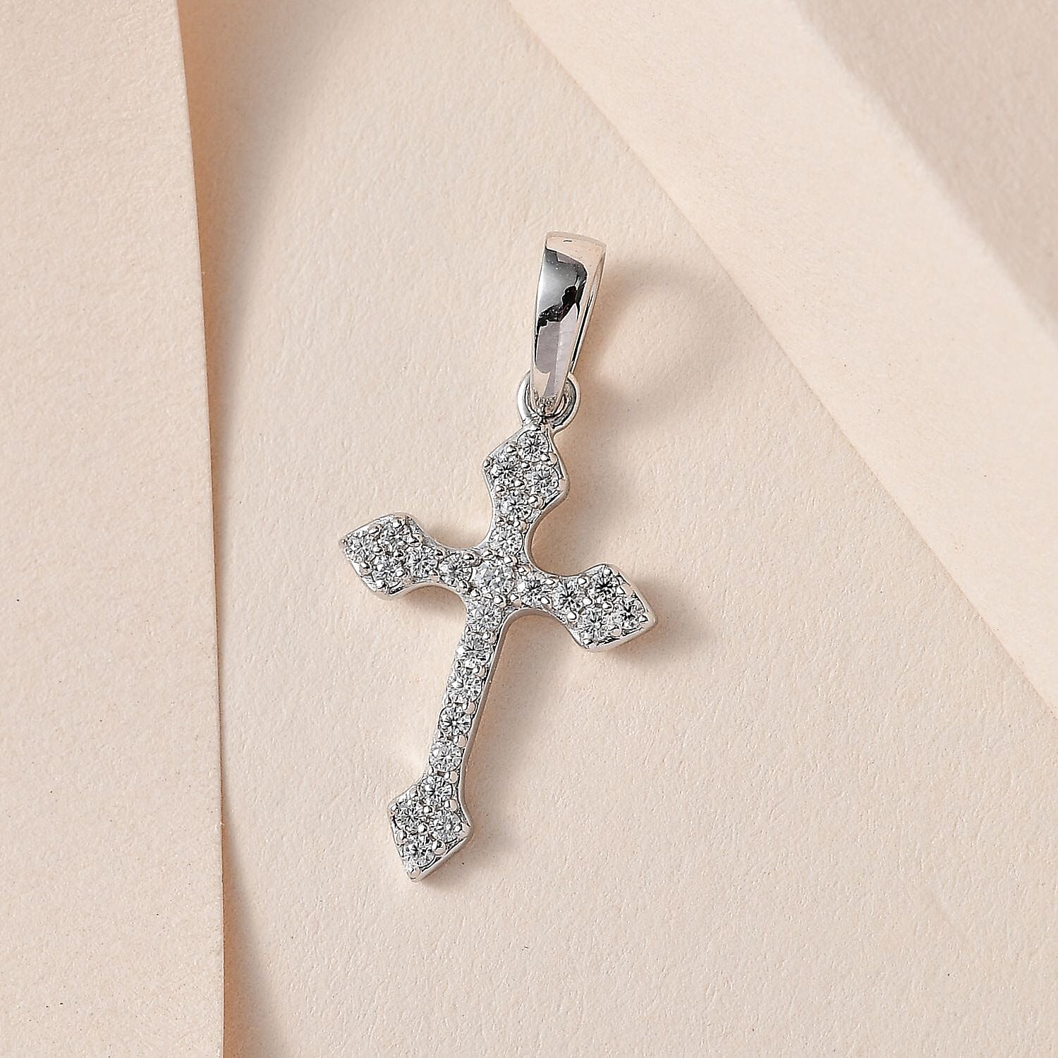 9K White Gold Moissanite Cross Pendant 7643341 3