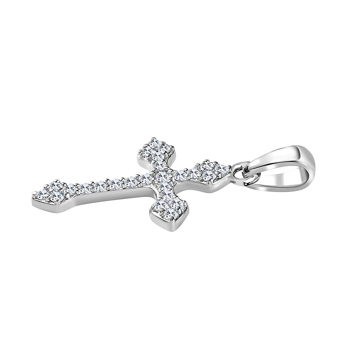 9K White Gold Moissanite Cross Pendant 7643341 4