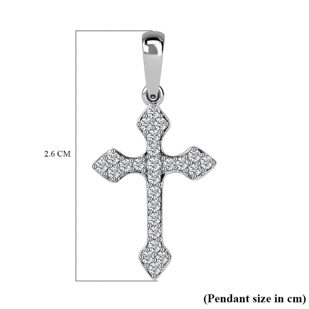 9K White Gold Moissanite Cross Pendant
