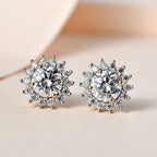 9K Yellow Gold Moissanite Push Back Earrings 1.90 Ct.