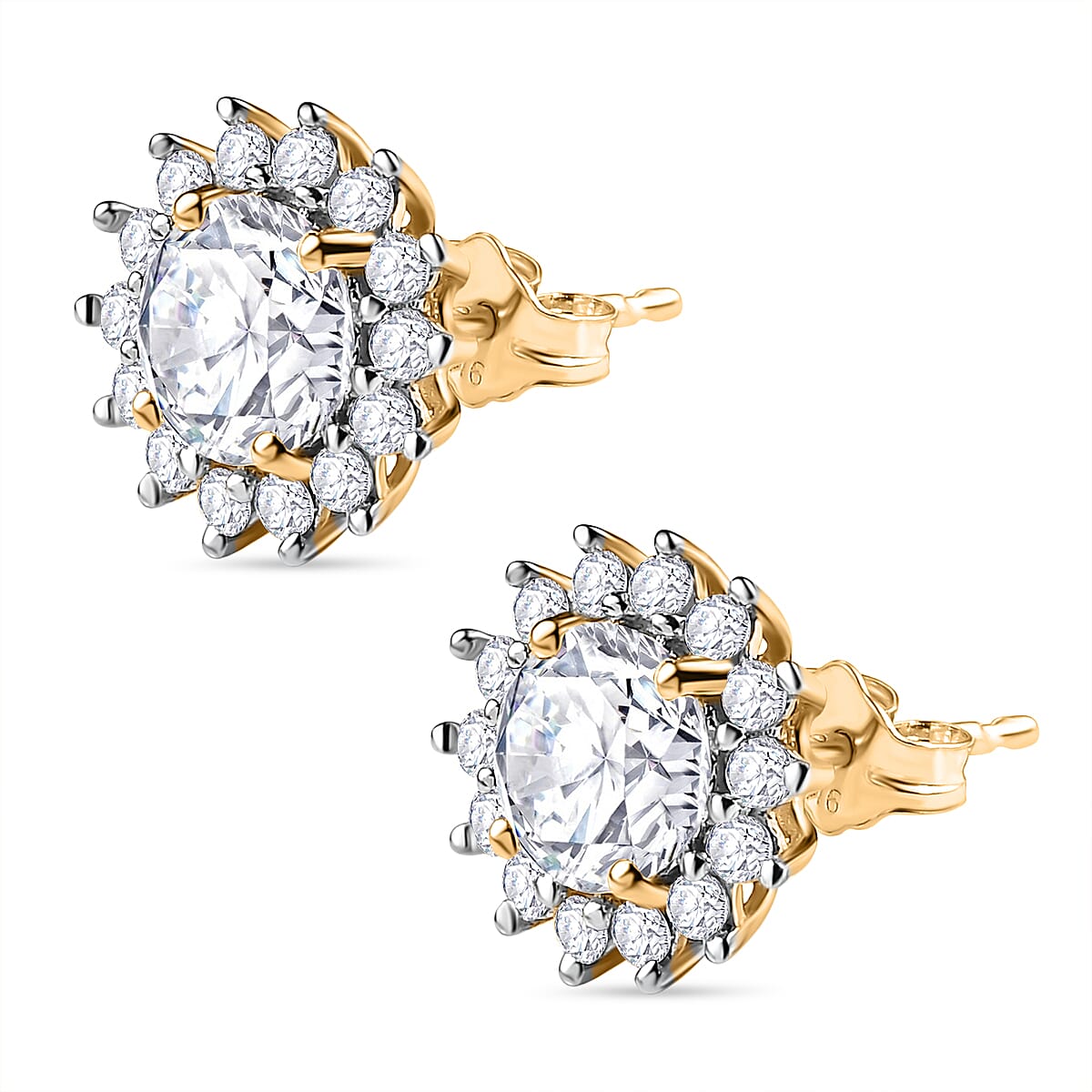 9K Yellow Gold Moissanite Halo Stud Earrings 1.90 Ct. 7615872 4