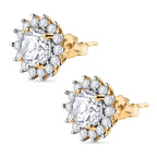 9K Yellow Gold Moissanite Push Back Earrings 1.90 Ct.