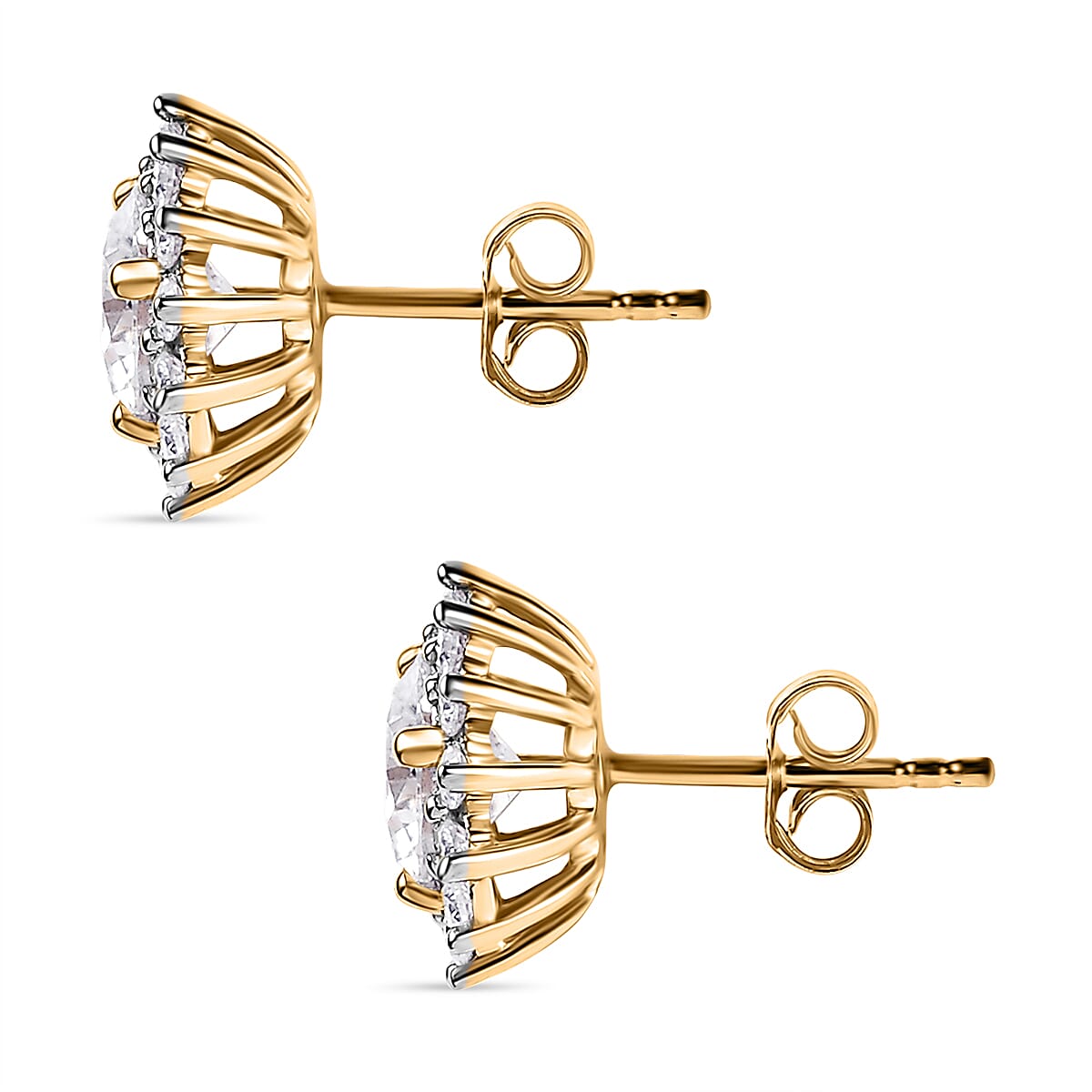9K Yellow Gold Moissanite Halo Stud Earrings 1.90 Ct. 7615872 5