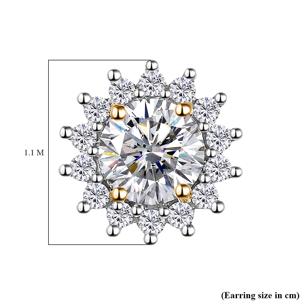 9K Yellow Gold Moissanite Halo Stud Earrings 1.90 Ct. 7615872 6