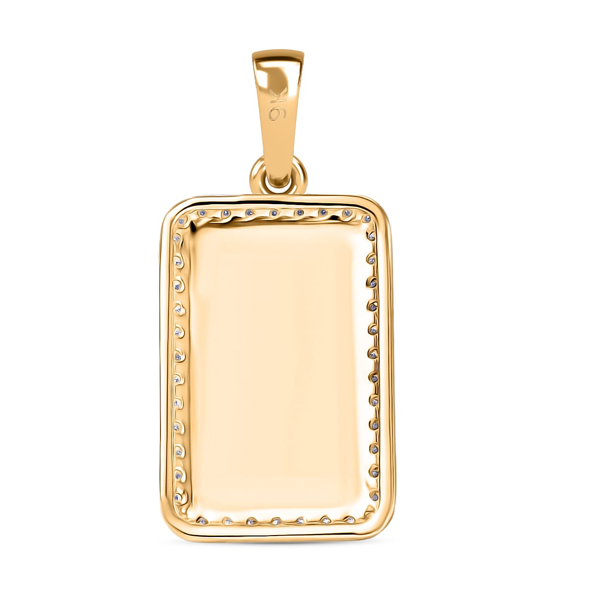 9K Yellow Gold Moissanite Textured Rectangular Halo Pendant 8269740 5