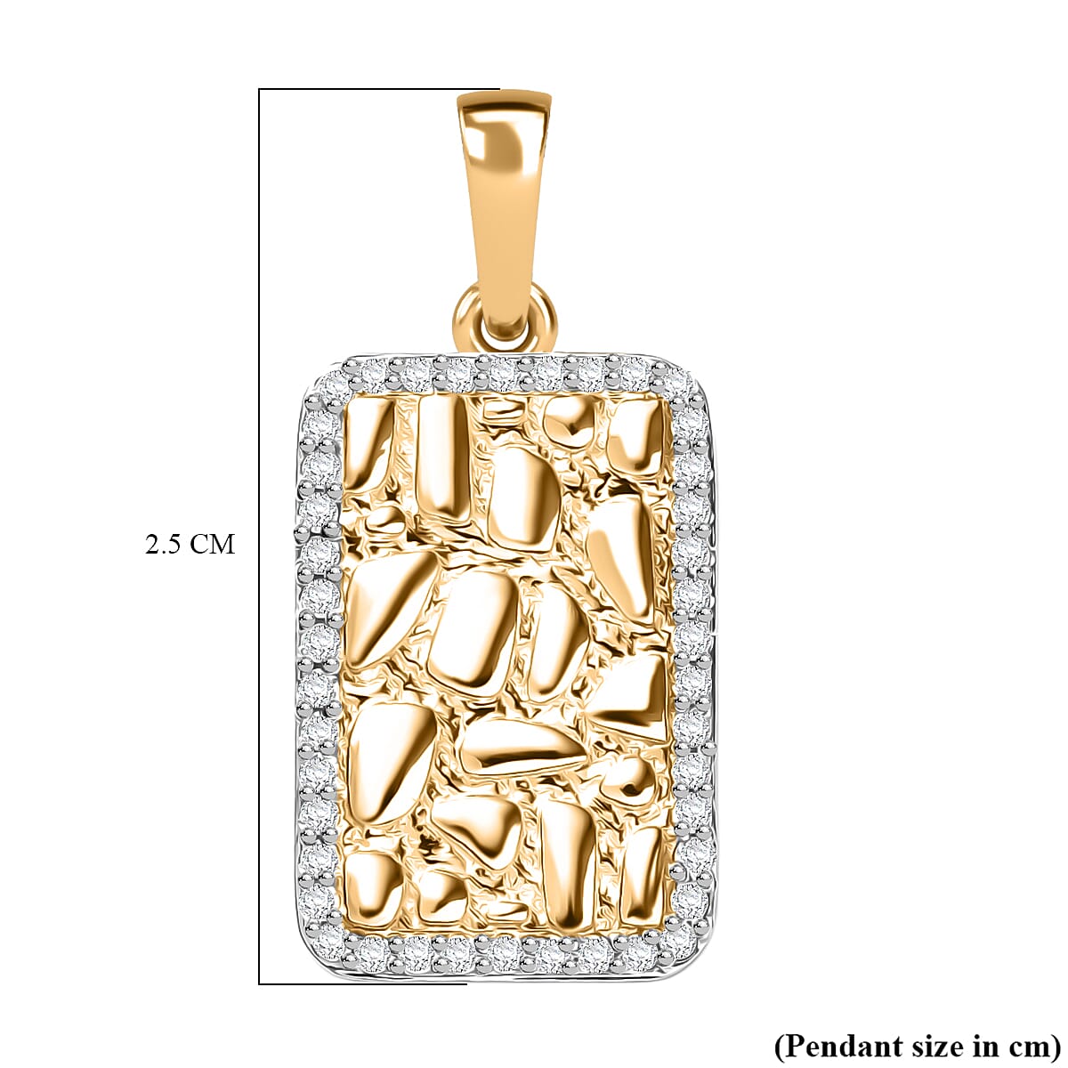 9K Yellow Gold Moissanite Textured Rectangular Halo Pendant 8269740 6