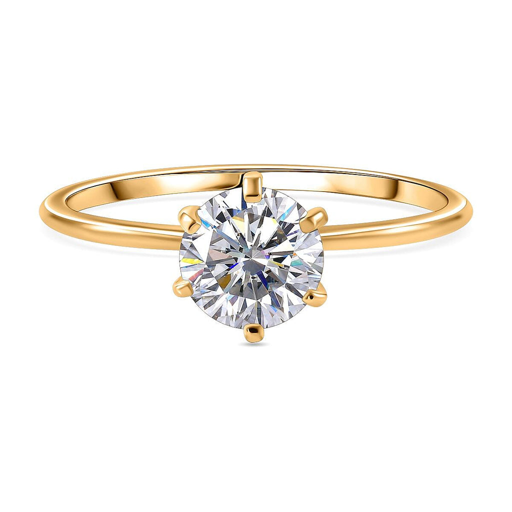 9K Yellow Gold Moissanite Ring 1.20 Ct, Gold Weight 1.20 Gms
