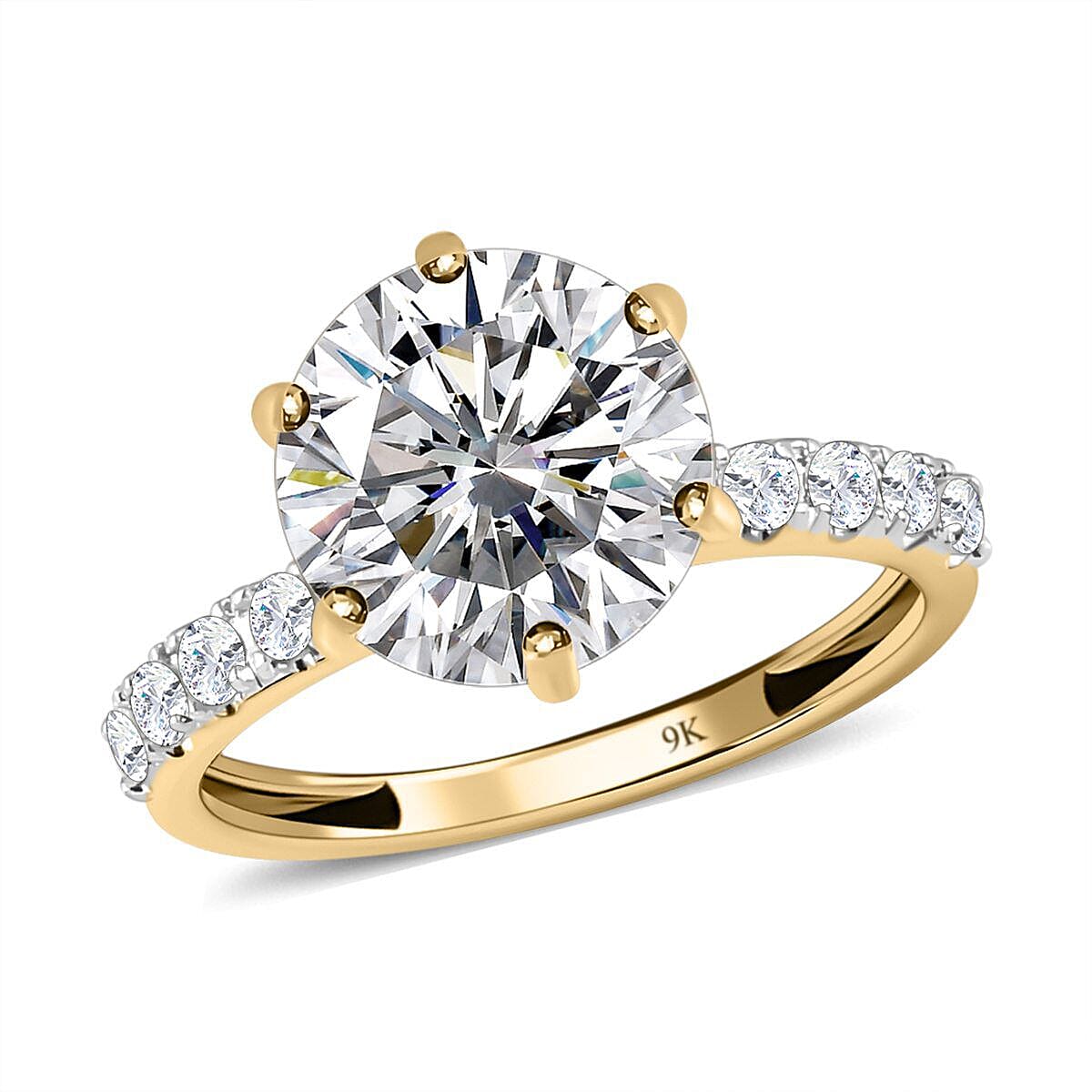 9K Yellow Gold Moissanite Ring 3.66 Ct. 7364065 0