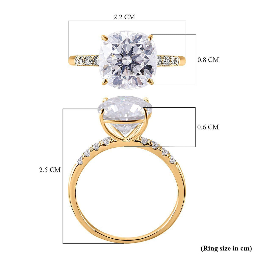 9K Yellow Gold Moissanite Ring 4.39 Ct.