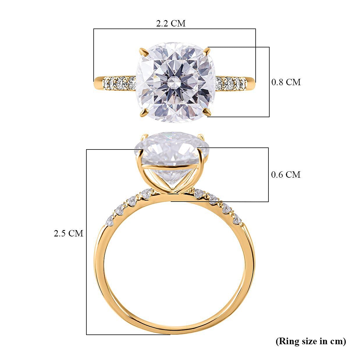 9K Yellow Gold Moissanite Ring 4.39 Ct. 7437999 10