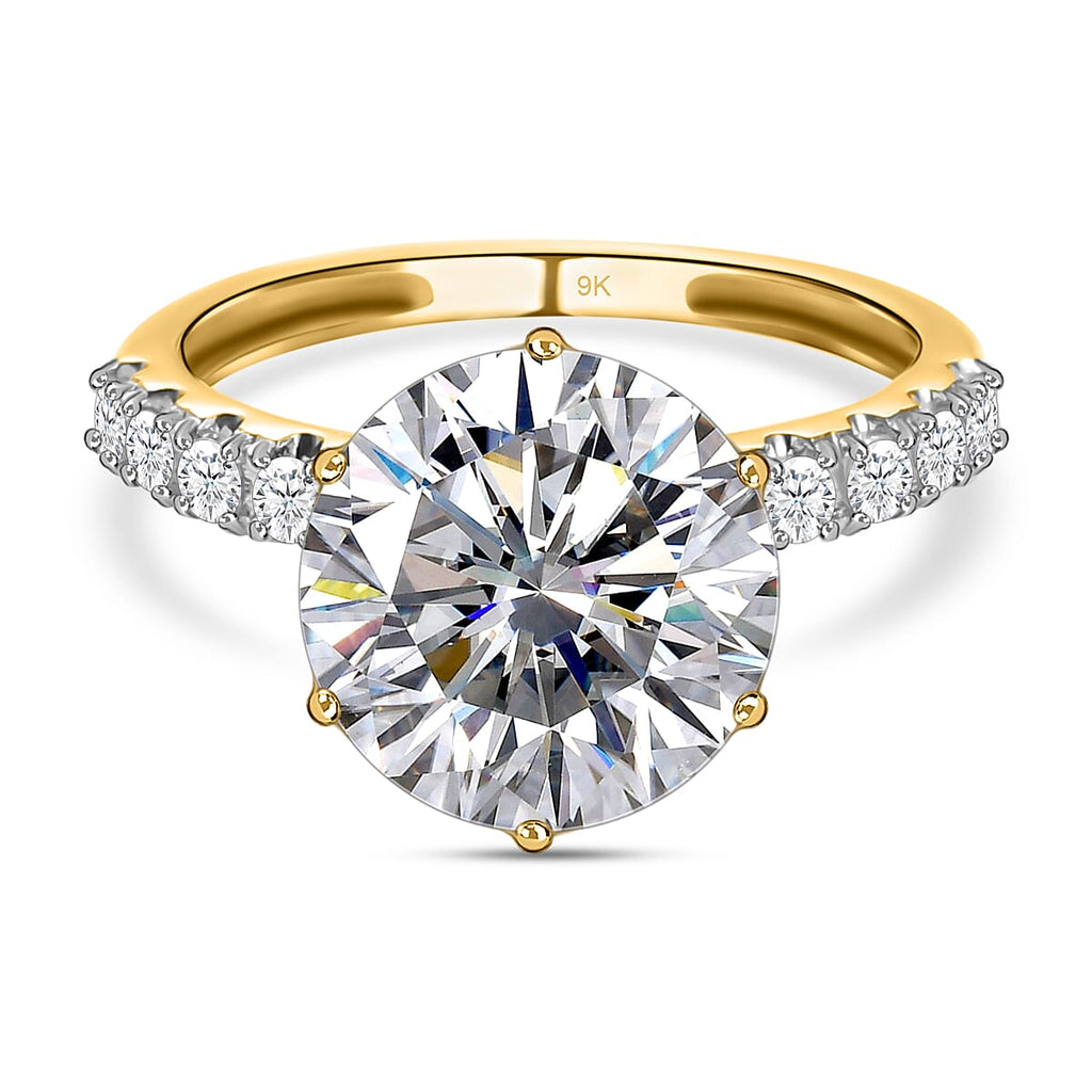 9K Yellow Gold Moissanite Ring 4.12 Ct.