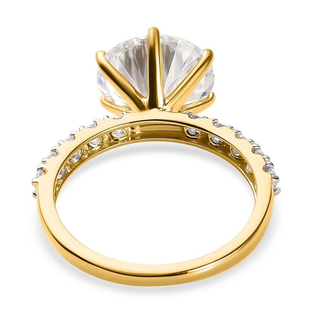 9K Yellow Gold Moissanite Ring 4.12 Ct.