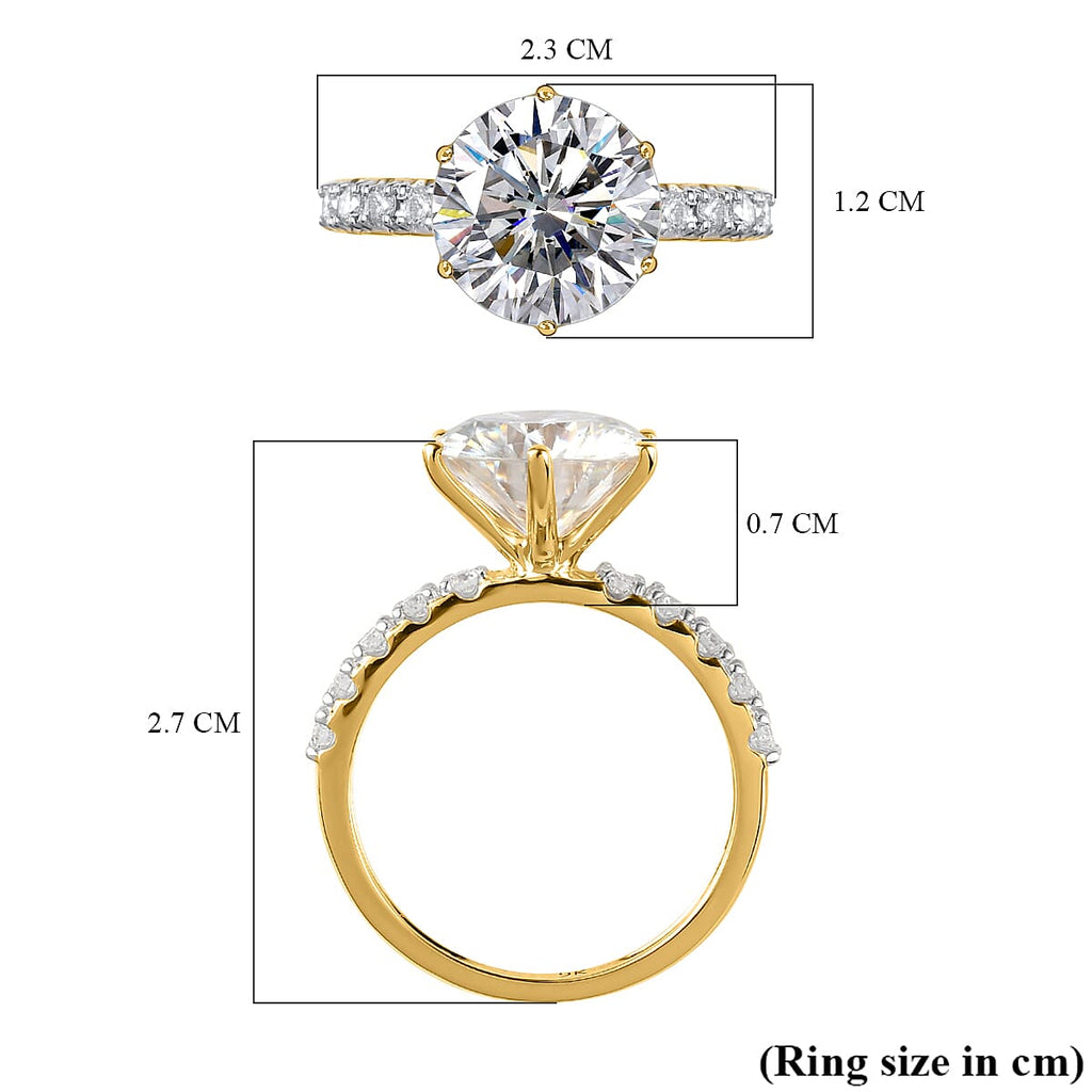 9K Yellow Gold Moissanite Ring 4.12 Ct.