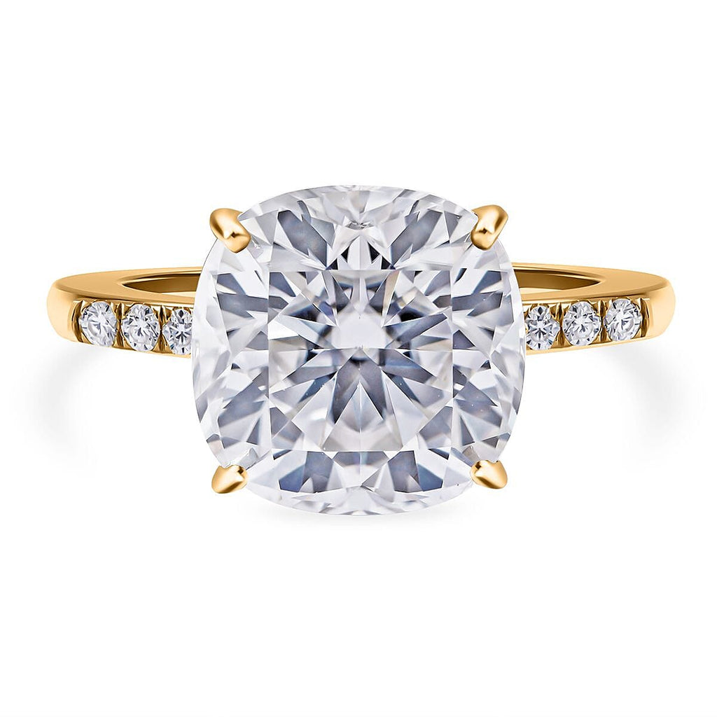 9K Yellow Gold Moissanite Ring 4.39 Ct.