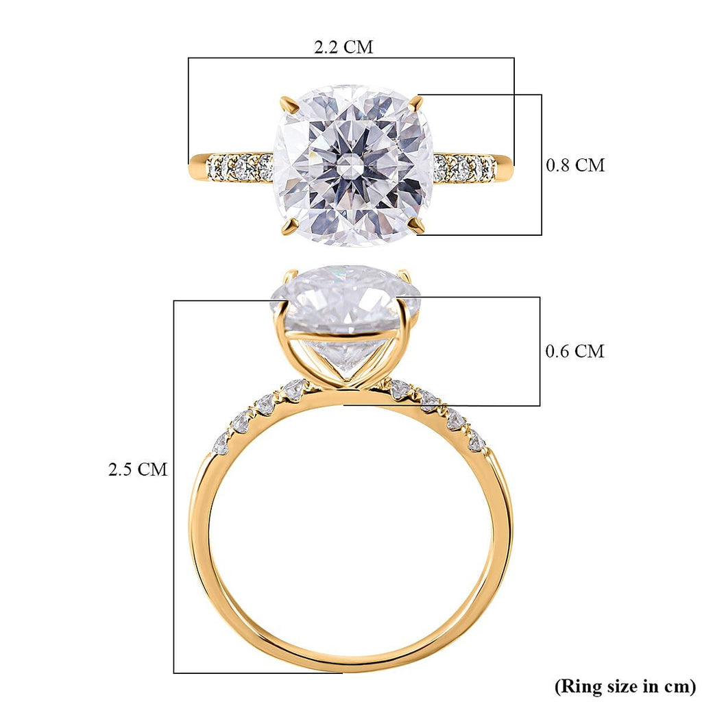 9K Yellow Gold Moissanite Ring 4.39 Ct.