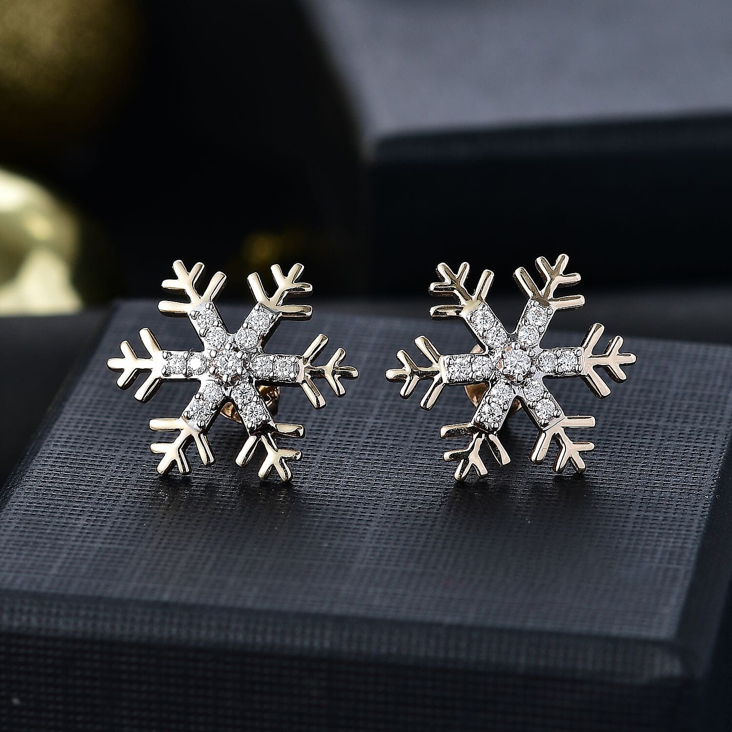 9K Yellow Gold Moissanite Snowflake Push Back Earrings 0.47 Ct. 7986205 2