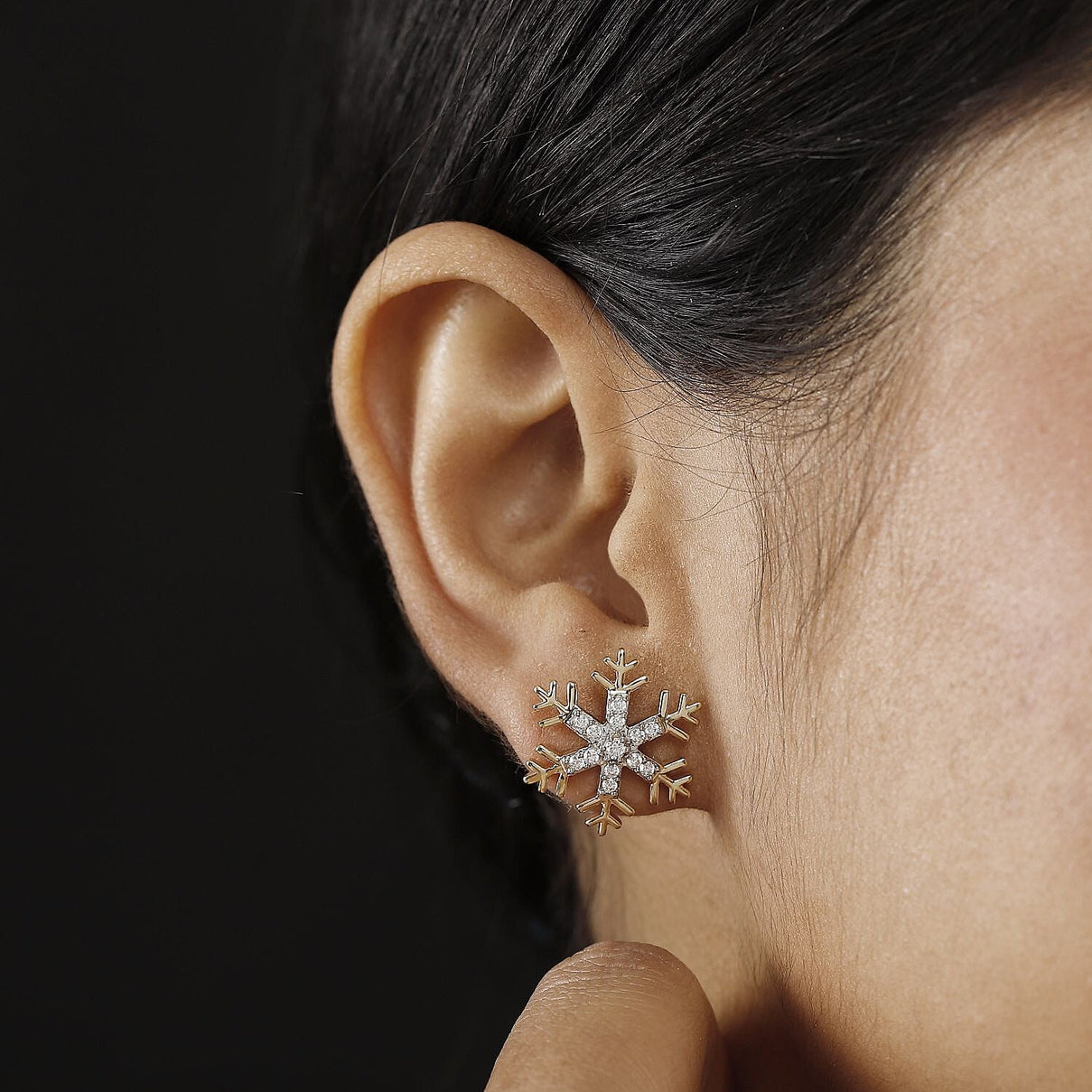 9K Yellow Gold Moissanite Snowflake Push Back Earrings 0.47 Ct. 7986205 3