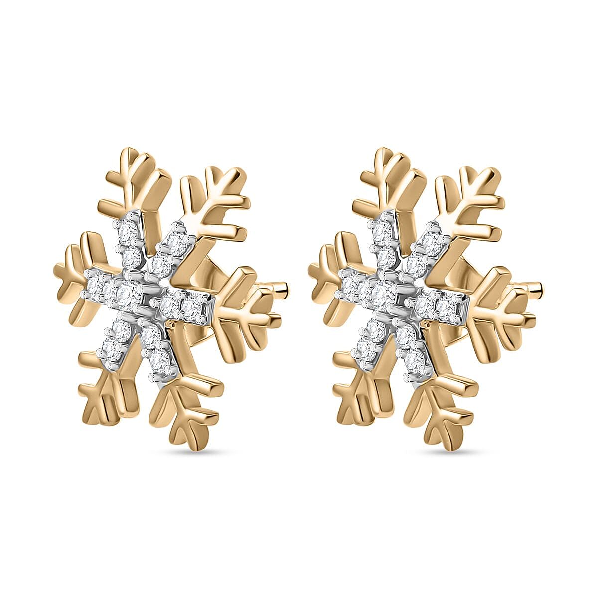 9K Yellow Gold Moissanite Snowflake Push Back Earrings 0.47 Ct. 7986205 4
