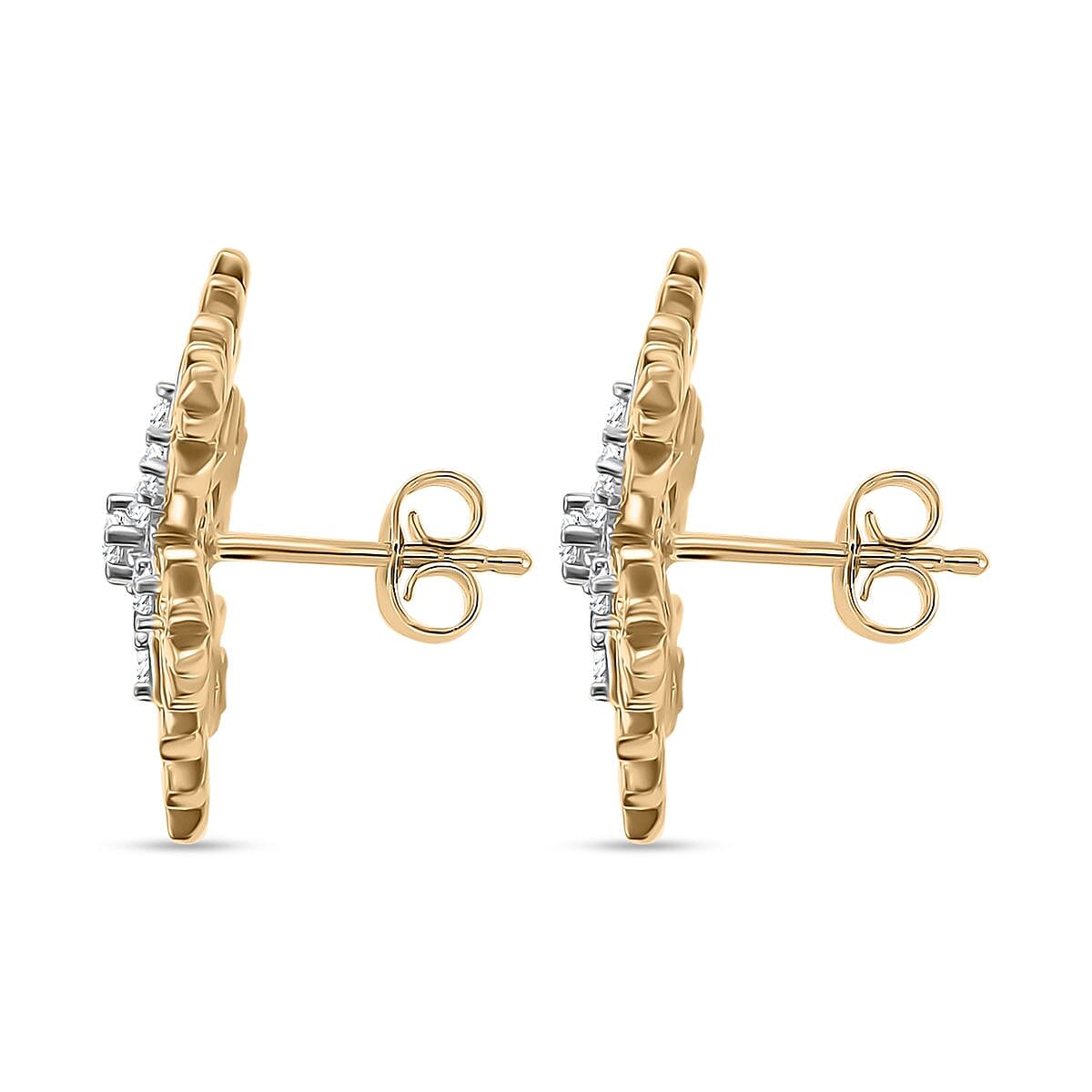 9K Yellow Gold Moissanite Snowflake Push Back Earrings 0.47 Ct. 7986205 5