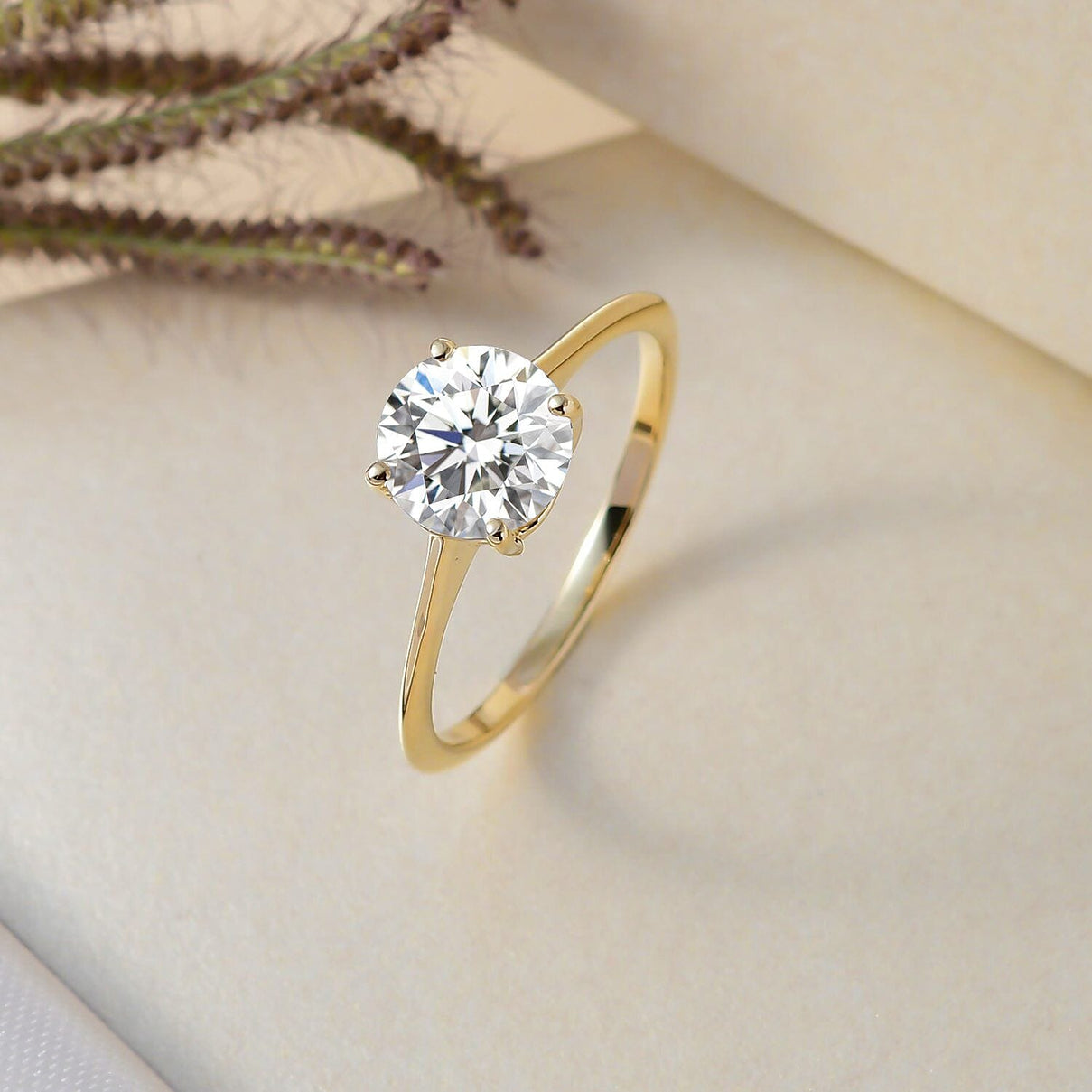 9K Yellow Gold Moissanite Solitaire Ring 1.15 Ct 7325813 1