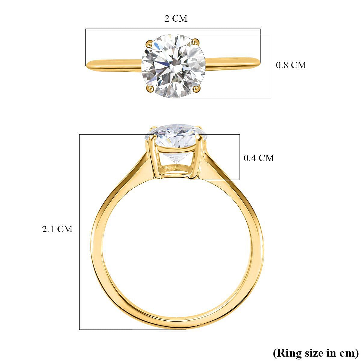 9K Yellow Gold Moissanite Solitaire Ring 1.15 Ct 7325813 5