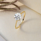 9K Yellow Gold Moissanite Solitaire Ring 1.15 Ct