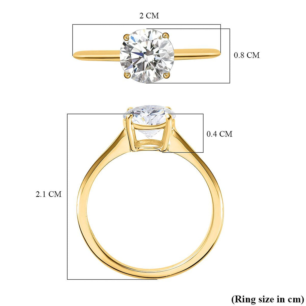 9K Yellow Gold Moissanite Solitaire Ring 1.15 Ct