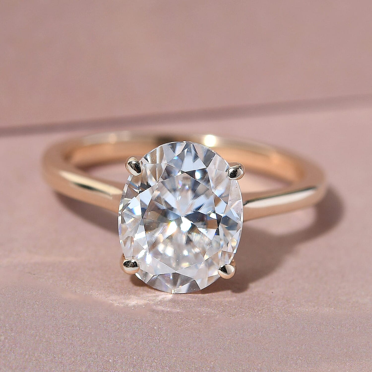 9K Yellow Gold Moissanite Solitaire Ring 2.69 Ct 8915295 2