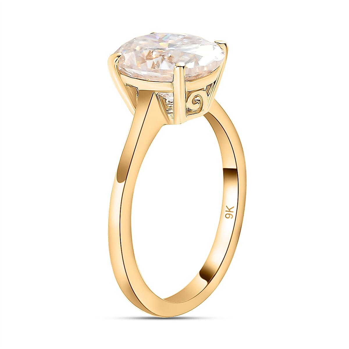 9K Yellow Gold Moissanite Solitaire Ring 2.69 Ct 8915295 4