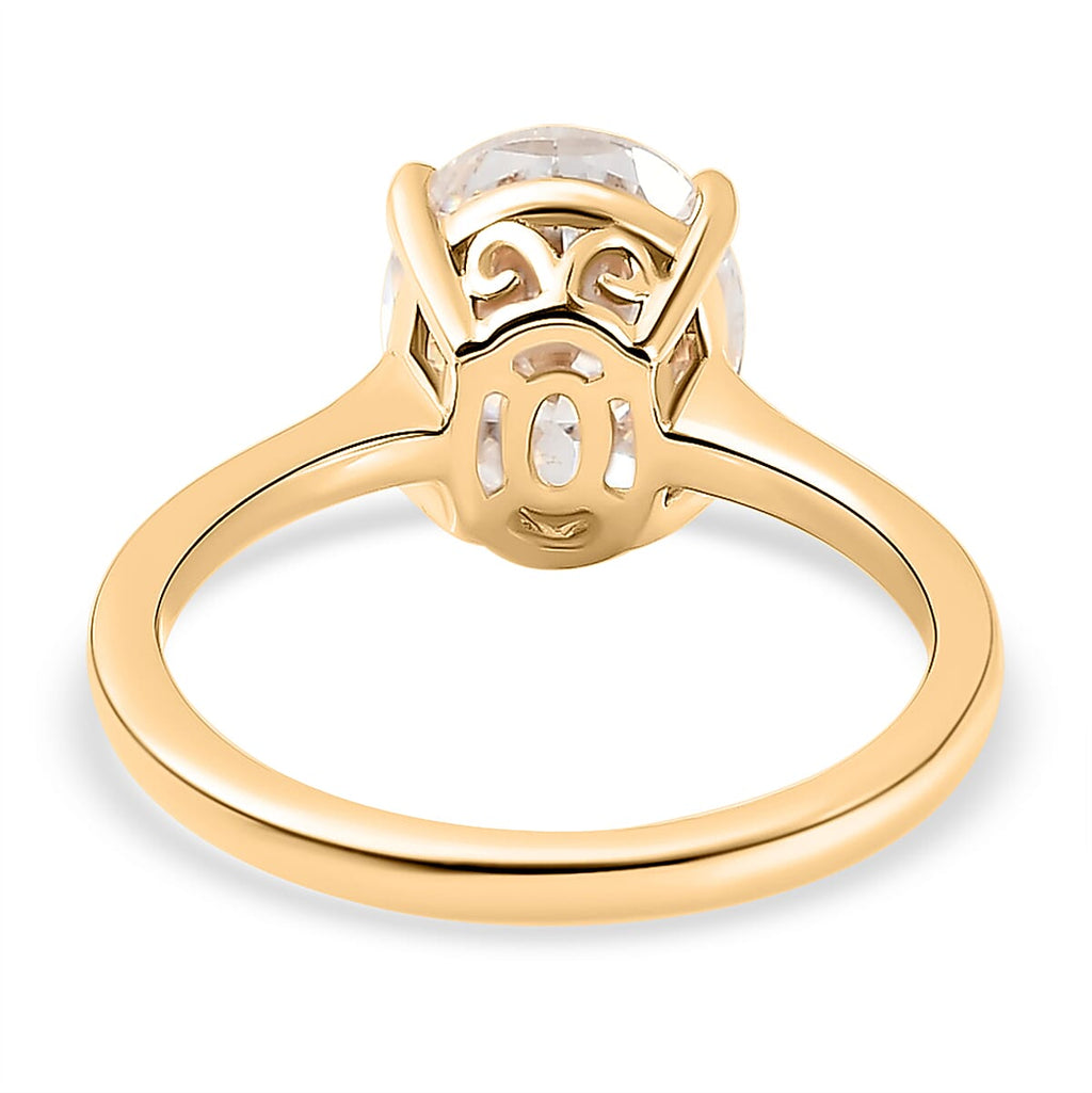 9K Yellow Gold Moissanite Solitaire Ring 2.69 Ct.