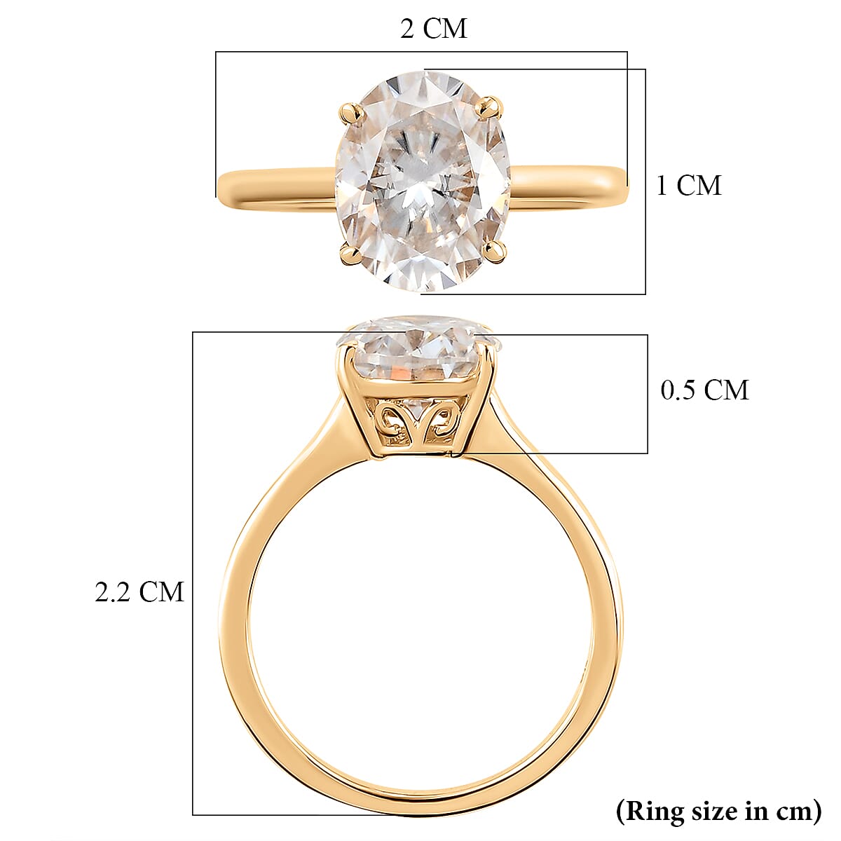 9K Yellow Gold Moissanite Solitaire Ring 2.69 Ct 8915295 6