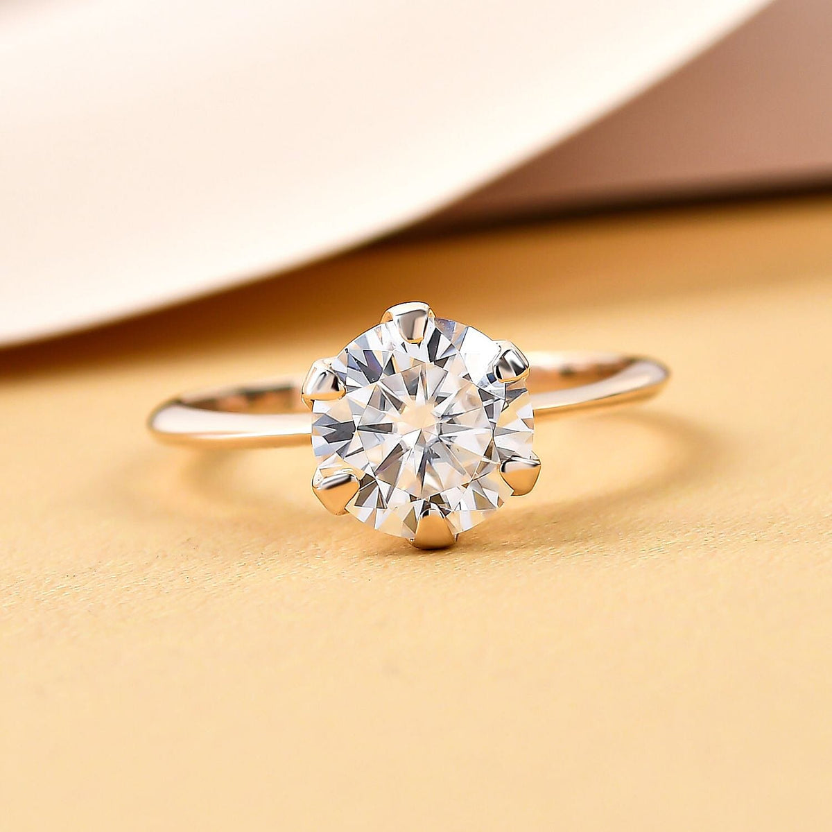 9K Yellow Gold Moissanite Solitaire Ring 7194680 2