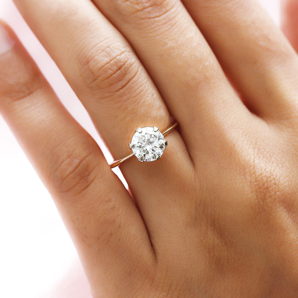 9K Yellow Gold Moissanite Solitaire Ring 7194680 3