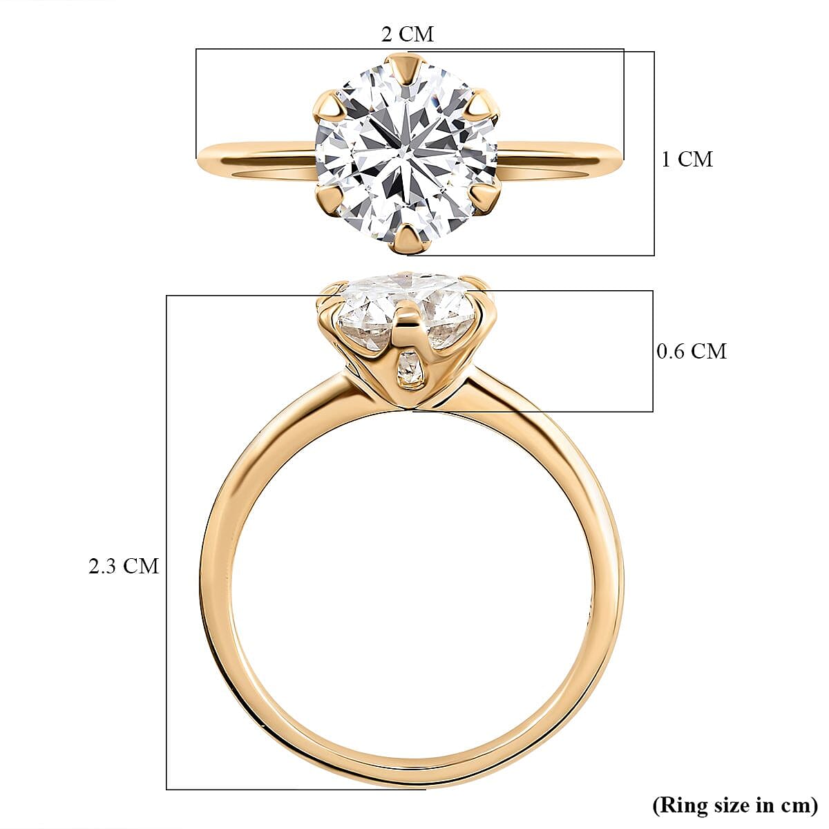9K Yellow Gold Moissanite Solitaire Ring 7194680 6