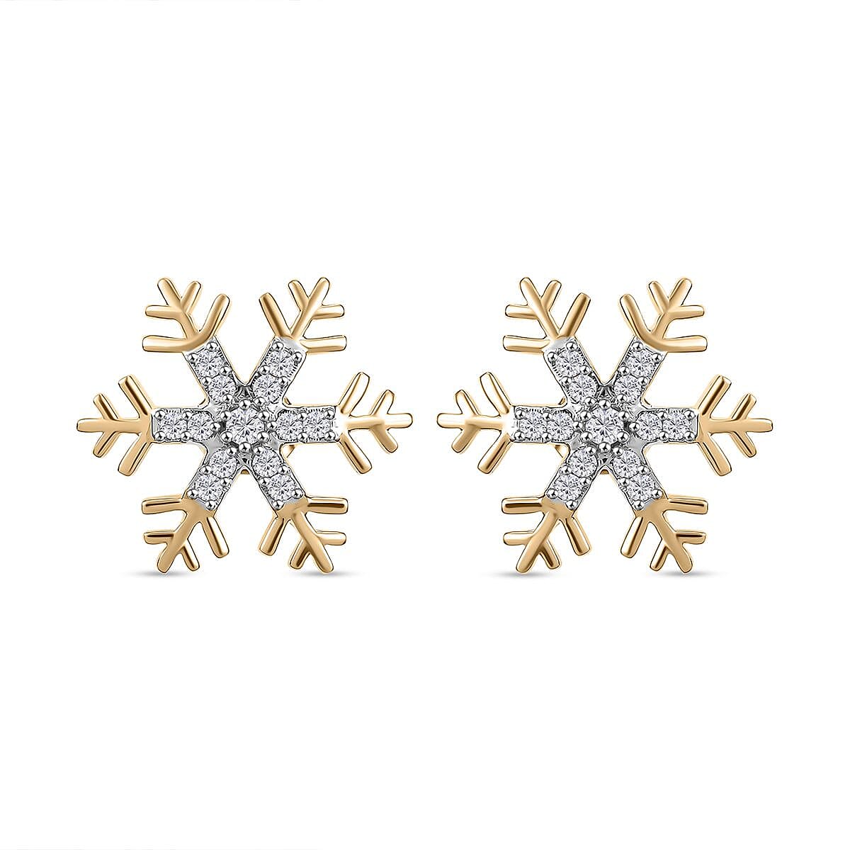 9K Yellow Gold Moissanite Snowflake Push Back Earrings 0.47 Ct. 7986205 7