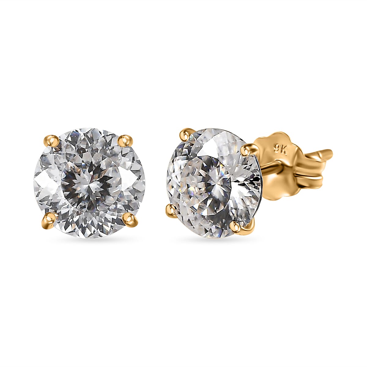 9K Yellow Gold Moissanite Stud Solitaire Earrings 1.60 Ct. 7550656 0