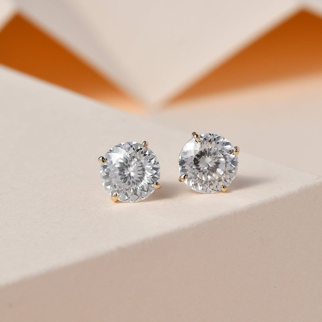 9K Yellow Gold Moissanite Stud Solitaire Earrings 1.60 Ct.